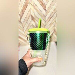 Tumbler and holder Coffee cup sleeve
 Faux Leather Mermaid print